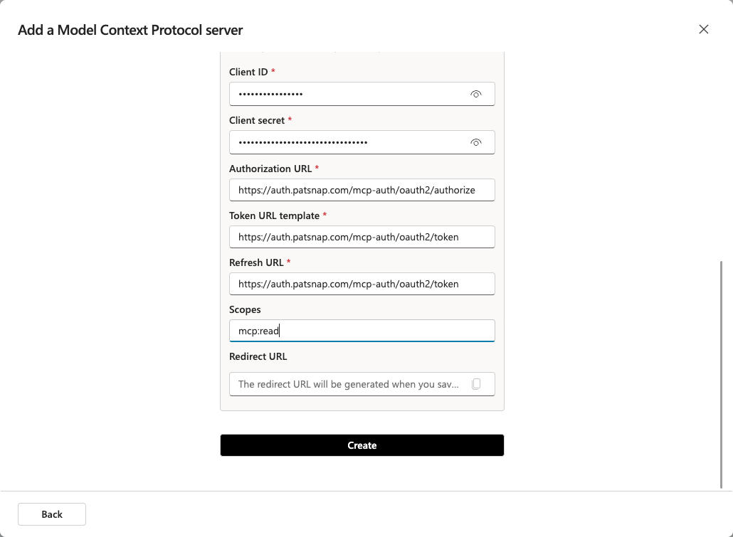 Enter MCP and OAuth information 2