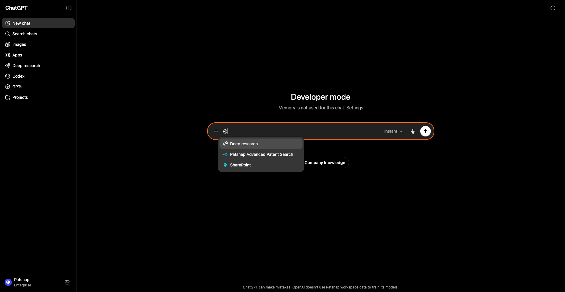 Invoke Patsnap MCP in chat 2